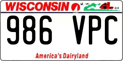 WI license plate 986VPC