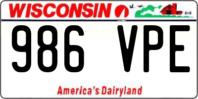 WI license plate 986VPE
