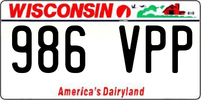 WI license plate 986VPP