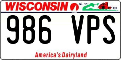 WI license plate 986VPS
