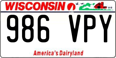 WI license plate 986VPY