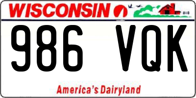 WI license plate 986VQK
