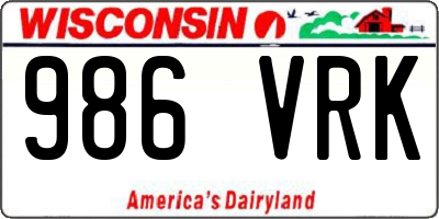 WI license plate 986VRK
