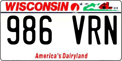 WI license plate 986VRN