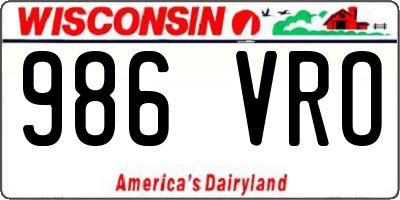 WI license plate 986VRO