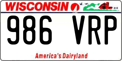 WI license plate 986VRP