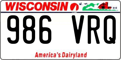 WI license plate 986VRQ