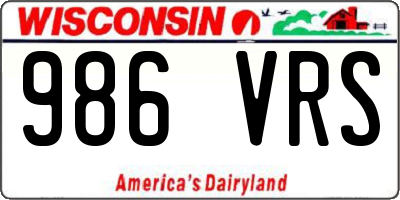 WI license plate 986VRS