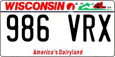 WI license plate 986VRX