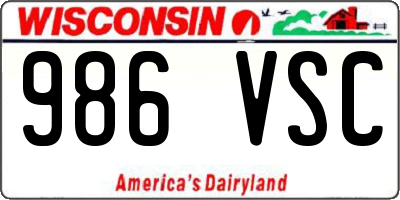 WI license plate 986VSC