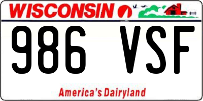 WI license plate 986VSF