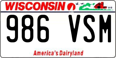 WI license plate 986VSM