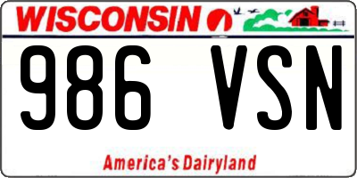 WI license plate 986VSN