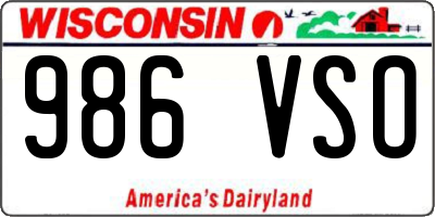 WI license plate 986VSO