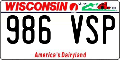 WI license plate 986VSP