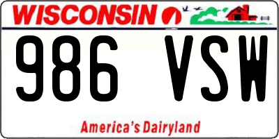 WI license plate 986VSW