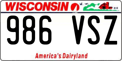 WI license plate 986VSZ