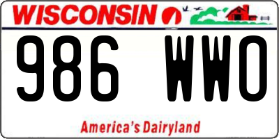 WI license plate 986WWO
