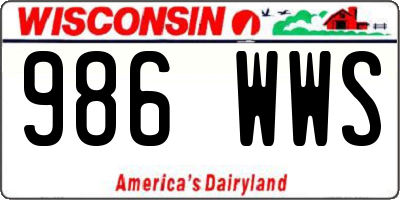 WI license plate 986WWS
