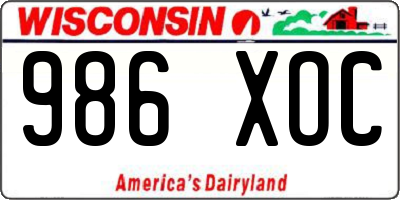 WI license plate 986XOC