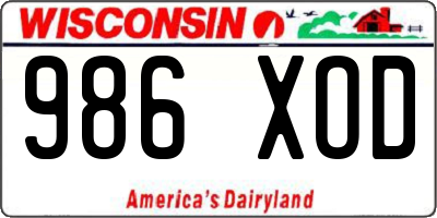 WI license plate 986XOD