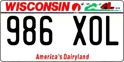 WI license plate 986XOL