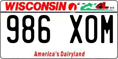 WI license plate 986XOM