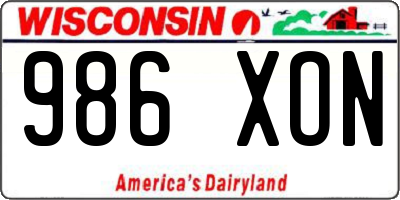 WI license plate 986XON