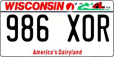 WI license plate 986XOR