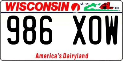 WI license plate 986XOW