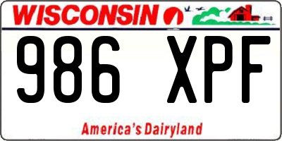 WI license plate 986XPF