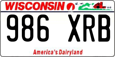 WI license plate 986XRB