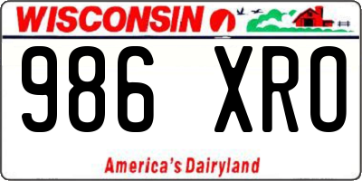 WI license plate 986XRO