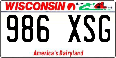 WI license plate 986XSG