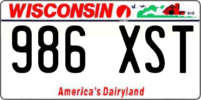 WI license plate 986XST