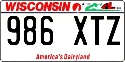 WI license plate 986XTZ
