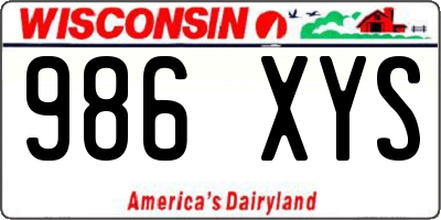 WI license plate 986XYS