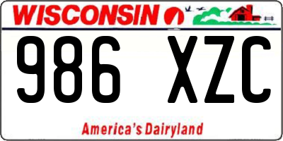 WI license plate 986XZC