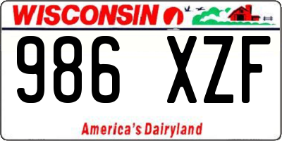 WI license plate 986XZF