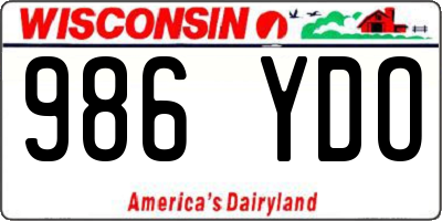 WI license plate 986YDO