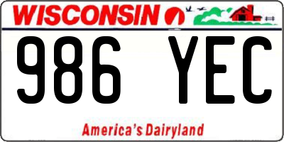 WI license plate 986YEC