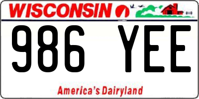 WI license plate 986YEE