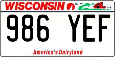 WI license plate 986YEF
