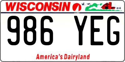 WI license plate 986YEG