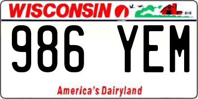 WI license plate 986YEM