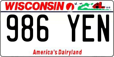 WI license plate 986YEN