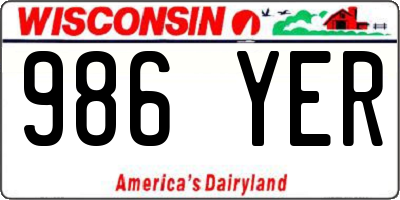 WI license plate 986YER