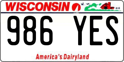 WI license plate 986YES