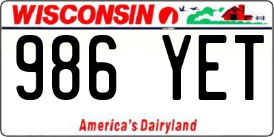 WI license plate 986YET