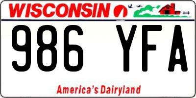 WI license plate 986YFA